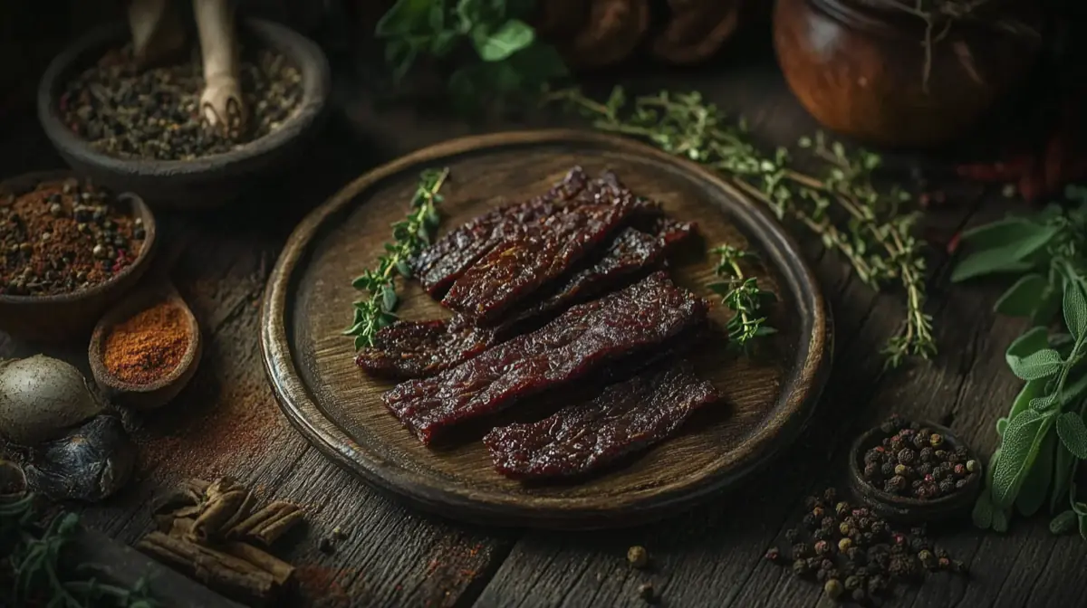 Venison jerky in various flavors