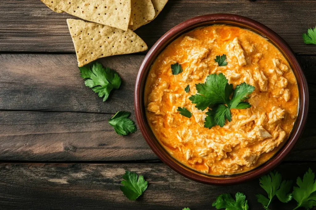 healthy buffalo chicken dip dish