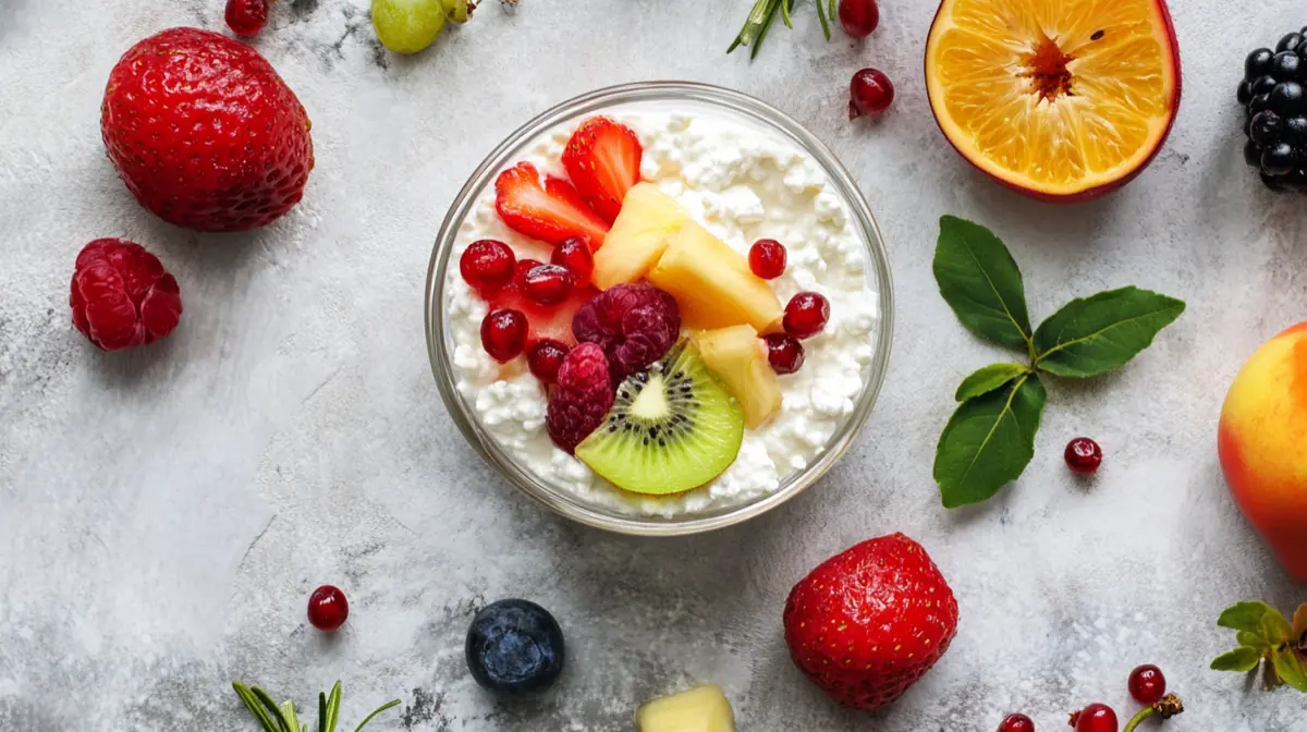 Image of low-fat cottage cheese with fruits