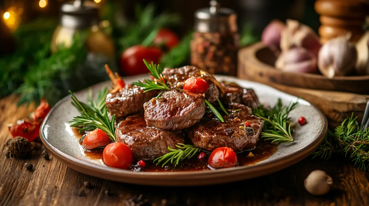 Venison cube steak dish presentation