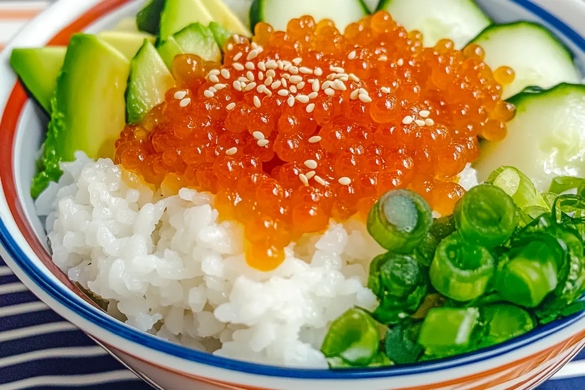 Vibrant Smelt Roe Sushi Bowl