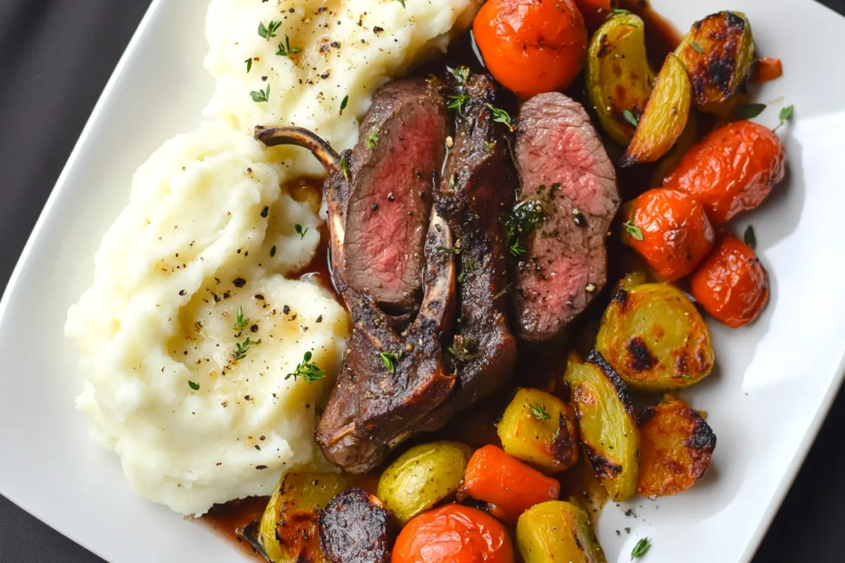 Plated venison tenderloin with sides