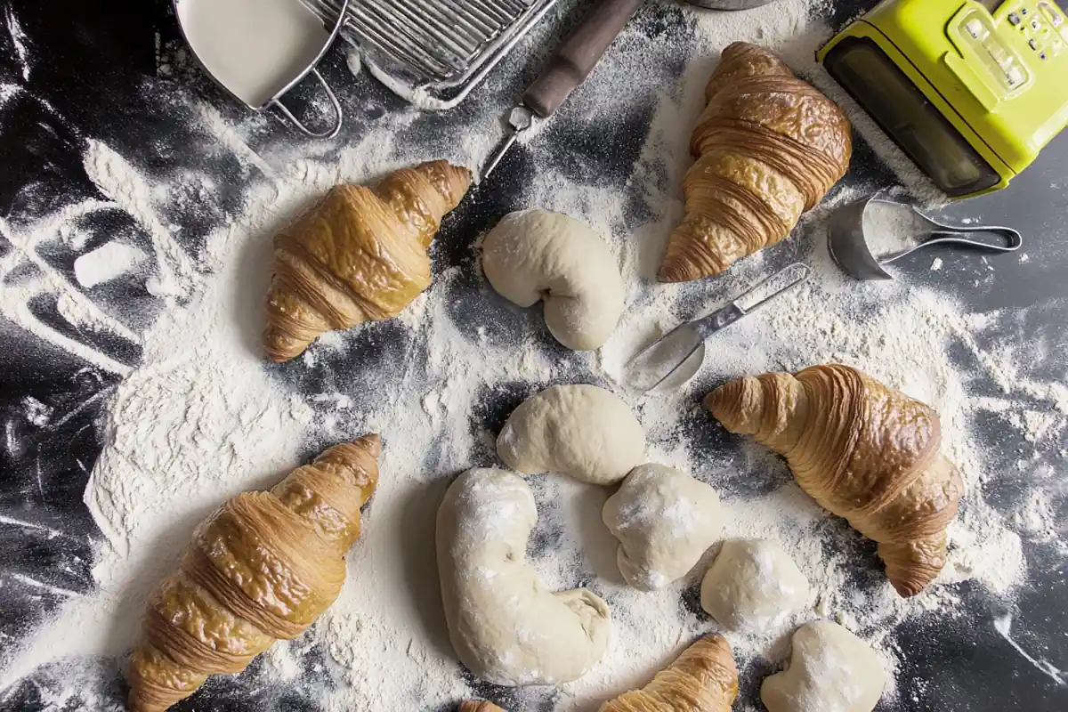 Participants engaged in a croissant-making workshop