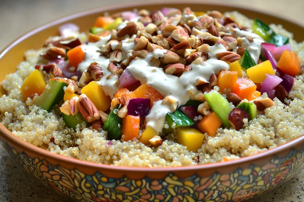 Quinoa salad with colorful vegetables